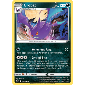 Rare Holo Crobat 105/195 Pokemon TCG Sword & Shield Silver Tempest