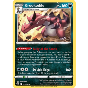 Rare Holo Krookodile 113/195 Pokemon TCG Sword & Shield Silver Tempest