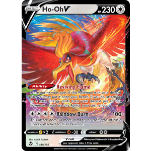 Rare Holo V Ho-Oh V 140/195 Pokemon TCG Sword & Shield Silver Tempest