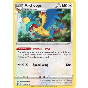 Rare Holo Archeops 147/195 Pokemon TCG Sword & Shield Silver Tempest