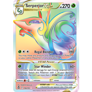 Rare Rainbow Serperior VSTAR 196/195 Pokemon TCG Sword & Shield Silver Tempest