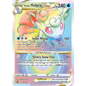 Rare Rainbow Alolan Vulpix VSTAR 197/195 Pokemon TCG Sword & Shield Silver Tempest