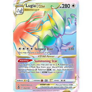 Rare Rainbow Lugia VSTAR 202/195 Pokemon TCG Sword & Shield Silver Tempest