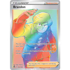 Rare Rainbow Brandon 203/195 Pokemon TCG Sword & Shield Silver Tempest