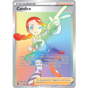 Rare Rainbow Candice 204/195 Pokemon TCG Sword & Shield Silver Tempest