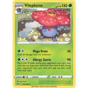 Rare Holo Vileplume 3/196 Pokemon TCG Sword & Shield Lost Origin