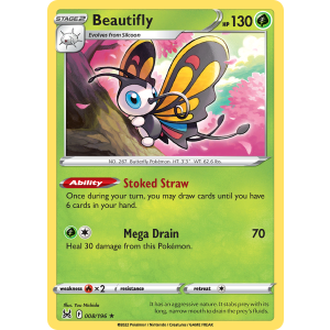 Rare Holo Beautifly 8/196 Pokemon TCG Sword & Shield Lost Origin