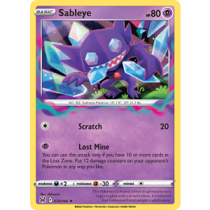 Rare Holo Sableye 70/196 Pokemon TCG Sword & Shield Lost Origin