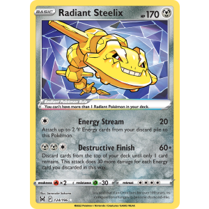 Radiant Rare Radiant Steelix 124/196 Pokemon TCG Sword & Shield Lost Origin