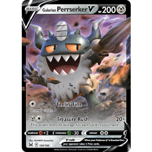 Rare Holo V Galarian Perrserker V 129/196 Pokemon TCG Sword & Shield Lost Origin