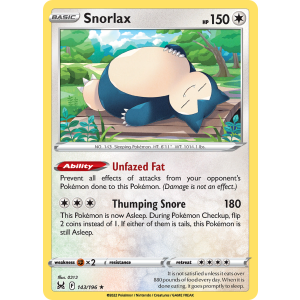 Rare Holo Snorlax 143/196 Pokemon TCG Sword & Shield Lost Origin