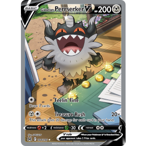 Rare Ultra Galarian Perrserker V 184/196 Pokemon TCG Sword & Shield Lost Origin