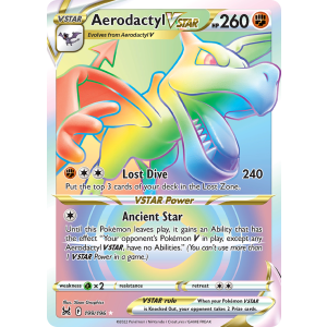 Rare Rainbow Aerodactyl VSTAR 199/196 Pokemon TCG Sword & Shield Lost Origin