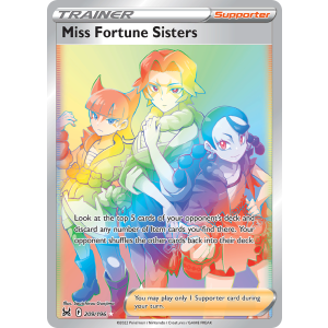 Rare Rainbow Miss Fortune Sisters 209/196 Pokemon TCG Sword & Shield Lost Origin