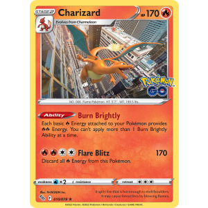 Rare Holo Charizard 10/78 Pokemon TCG Sword & Shield Pokémon GO