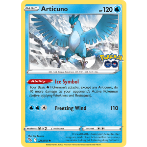 Rare Holo Articuno 24/78 Pokemon TCG Sword & Shield Pokémon GO