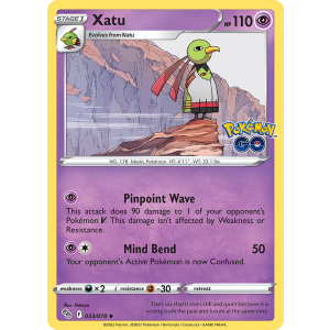 Xatu 33/78 Pokemon TCG Sword & Shield Pokémon GO