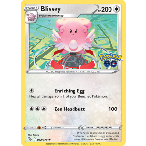 Rare Holo Blissey 52/78 Pokemon TCG Sword & Shield Pokémon GO