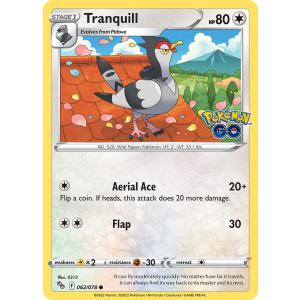 Tranquill 62/78 Pokemon TCG Sword & Shield Pokémon GO