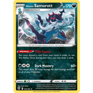 Rare Holo Hisuian Samurott 100/189 Pokemon TCG Sword & Shield Astral Radiance