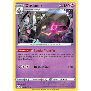 Rare Holo Dusknoir 62/172 Pokemon TCG Sword & Shield Brilliant Stars