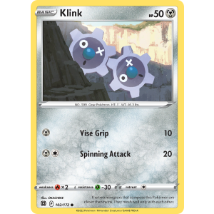 Klink 102/172 Pokemon TCG Sword & Shield Brilliant Stars