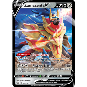 Rare Holo V Zamazenta V 105/172 Pokemon TCG Sword & Shield Brilliant Stars