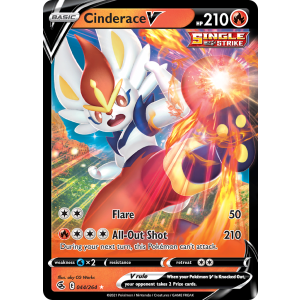 Rare Holo V Cinderace V 44/264 Pokemon TCG Sword & Shield Fusion Strike