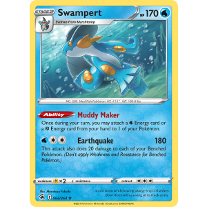 Rare Holo Swampert 64/264 Pokemon TCG Sword & Shield Fusion Strike