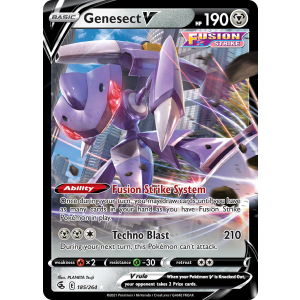 Rare Holo V Genesect V 185/264 Pokemon TCG Sword & Shield Fusion Strike