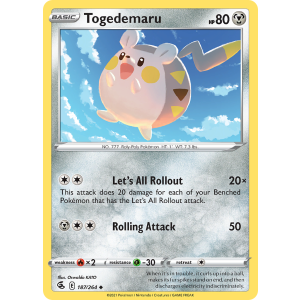 Togedemaru 187/264 Pokemon TCG Sword & Shield Fusion Strike