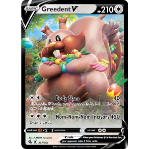 Rare Holo V Greedent V 217/264 Pokemon TCG Sword & Shield Fusion Strike