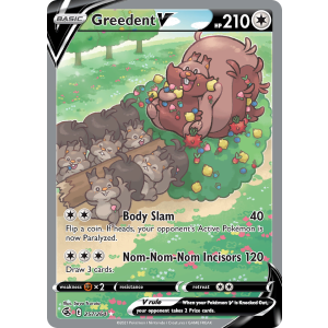 Rare Ultra Greedent V 257/264 Pokemon TCG Sword & Shield Fusion Strike