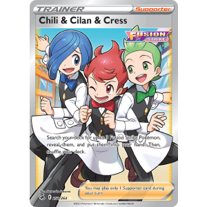 Rare Ultra Chili & Cilan & Cress 258/264 Pokemon TCG Sword & Shield Fusion Strike