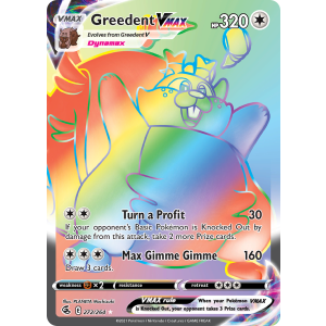 Rare Rainbow Greedent VMAX 272/264 Pokemon TCG Sword & Shield Fusion Strike