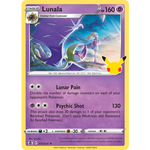 Rare Holo Lunala 15/25 Pokemon TCG Sword & Shield Celebrations