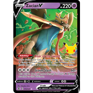 Rare Holo V Zacian V 16/25 Pokemon TCG Sword & Shield Celebrations