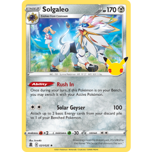 Rare Holo Solgaleo 21/25 Pokemon TCG Sword & Shield Celebrations