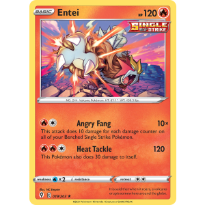 Rare Holo Entei 19/203 Pokemon TCG Sword & Shield Evolving Skies