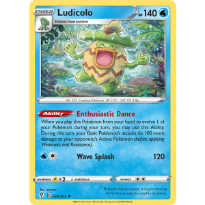 Rare Holo Ludicolo 34/203 Pokemon TCG Sword & Shield Evolving Skies