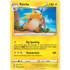 Rare Holo Raichu 50/203 Pokemon TCG Sword & Shield Evolving Skies