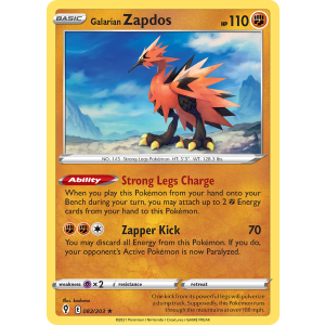 Rare Holo Galarian Zapdos 82/203 Pokemon TCG Sword & Shield Evolving Skies