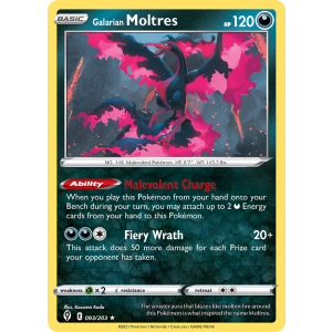 Rare Holo Galarian Moltres 93/203 Pokemon TCG Sword & Shield Evolving Skies