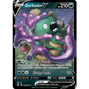 Rare Holo V Garbodor V 100/203 Pokemon TCG Sword & Shield Evolving Skies