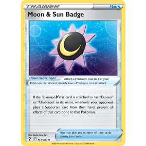 Moon & Sun Badge 151/203 Pokemon TCG Sword & Shield Evolving Skies