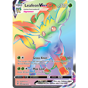 Rare Rainbow Leafeon VMAX 204/203 Pokemon TCG Sword & Shield Evolving Skies