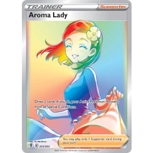 Rare Rainbow Aroma Lady 221/203 Pokemon TCG Sword & Shield Evolving Skies