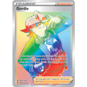 Rare Rainbow Gordie 223/203 Pokemon TCG Sword & Shield Evolving Skies