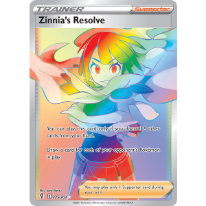 Rare Rainbow Zinnia's Resolve 225/203 Pokemon TCG Sword & Shield Evolving Skies