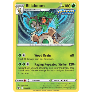 Rare Holo Rillaboom 18/198 Pokemon TCG Sword & Shield Chilling Reign